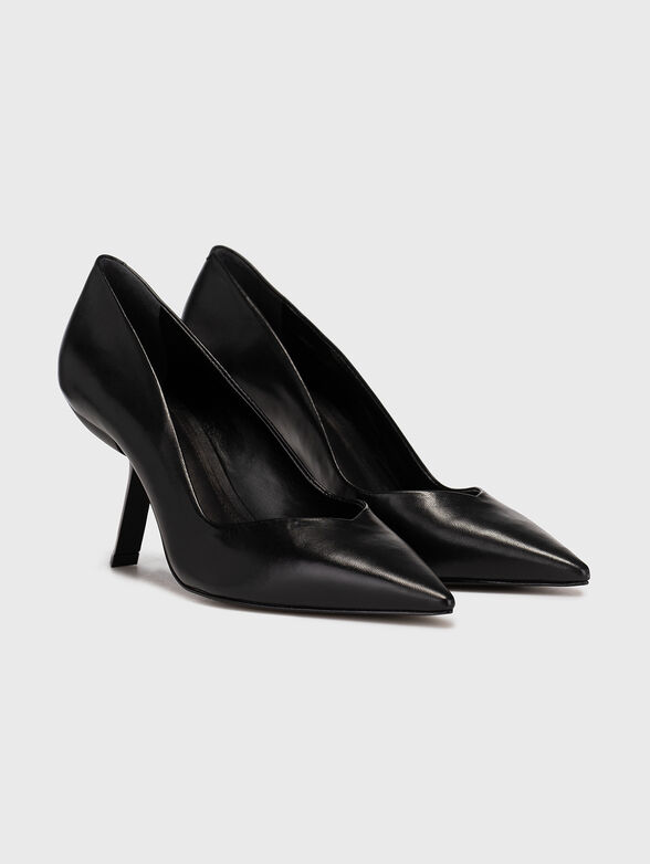Leather shoes with accent heel - 2