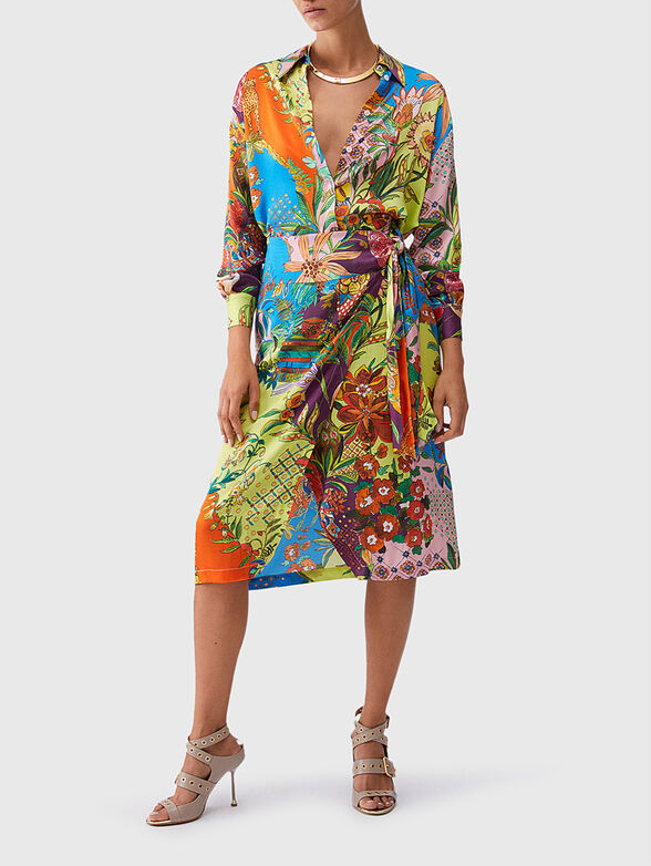 Satin shirt with floral print - 2