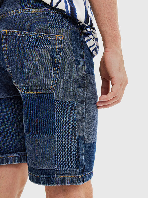 MARCE black denim shorts with patchwork elements - 3