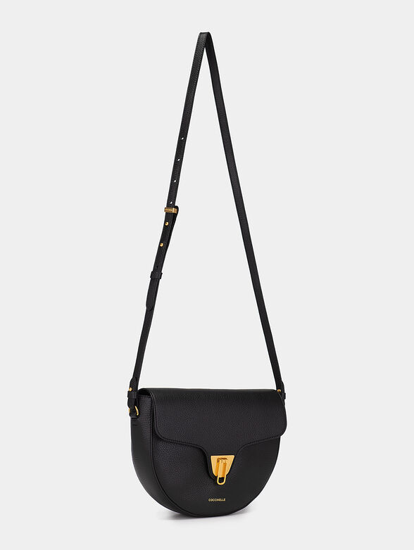 Leather crossbody bag in black color with logo detail - 2