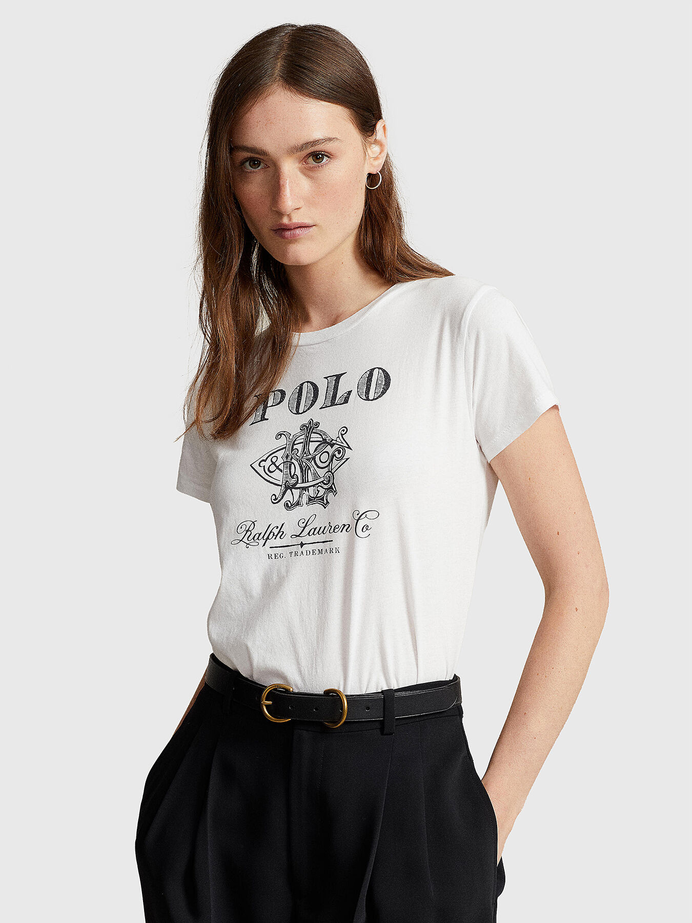 Tシャツ・カットソー POLO RALPH LAUREN Woman Polo Shirt White 211965097 002 Logo print T-shirt brand POLO RALPH LAUREN