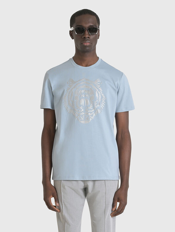 Black T-shirt with embossed print  - 1