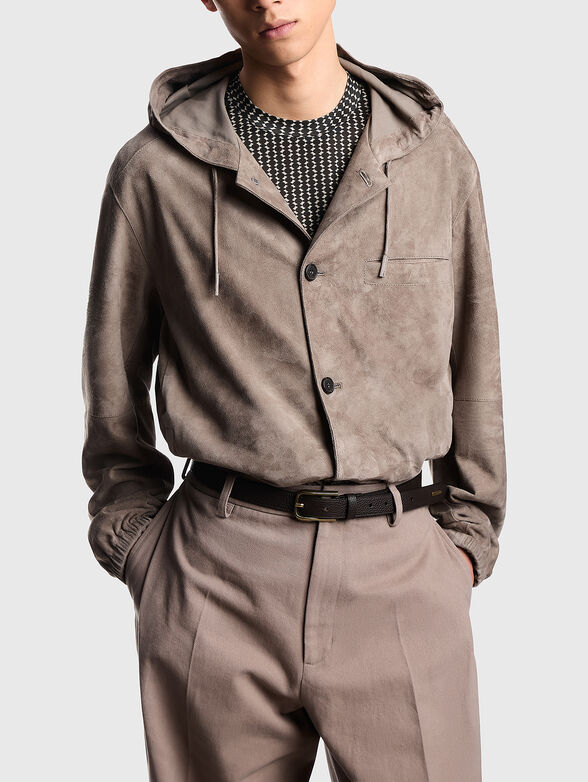 Suede jacket with a hood - 2