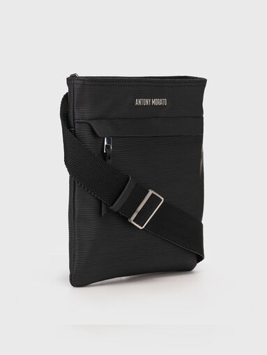 Black texturized faux leather crossbody bag  - 4