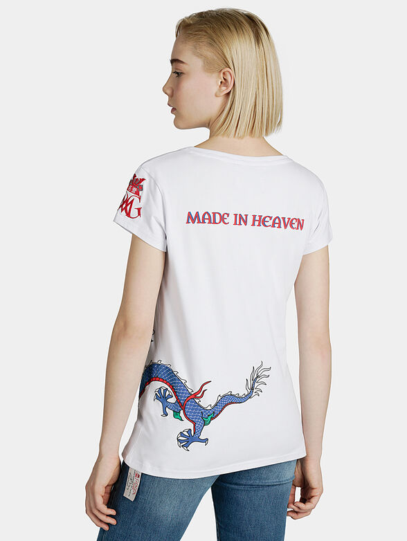 White t-shirt with colorful prints - 5