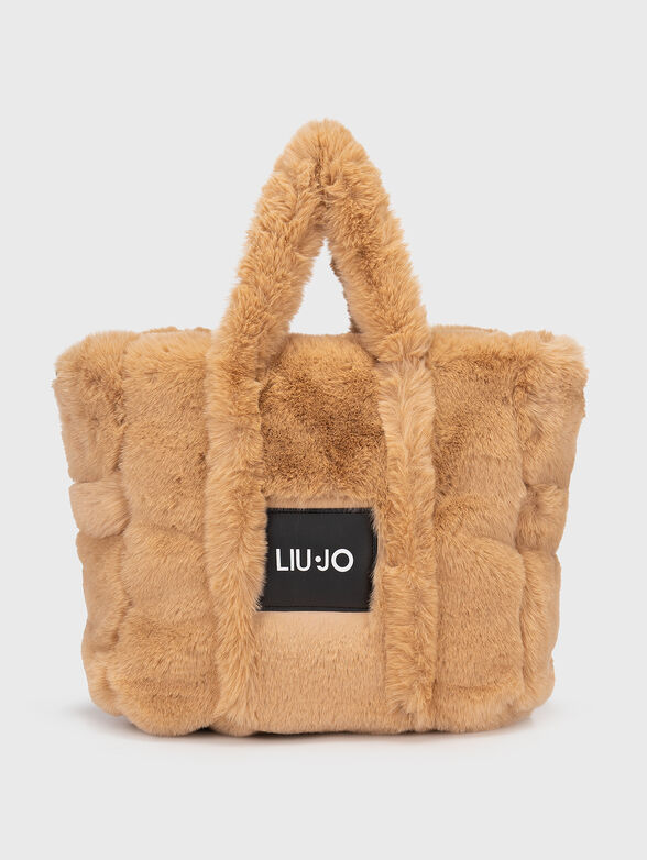Beige bag from eco fur - 1