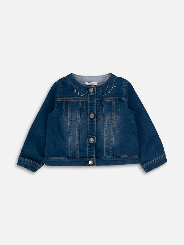 Denim jacket with delicate rhinestones - 1