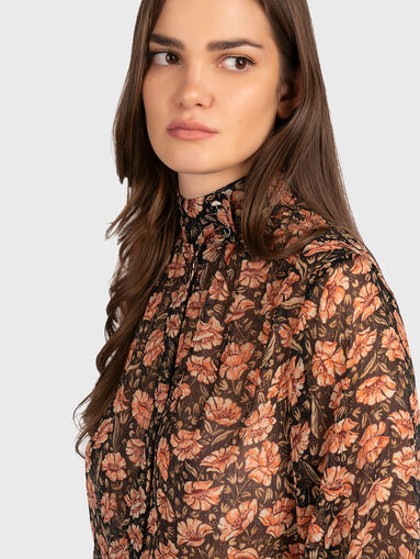 Blouse with puff sleeves and floral motifs - 5