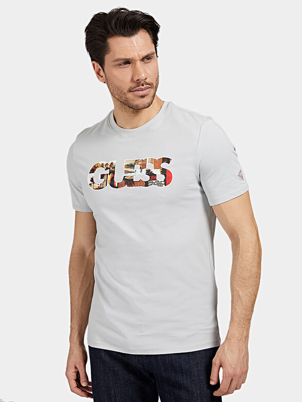 Black cotton T-shirt with logo print - 1