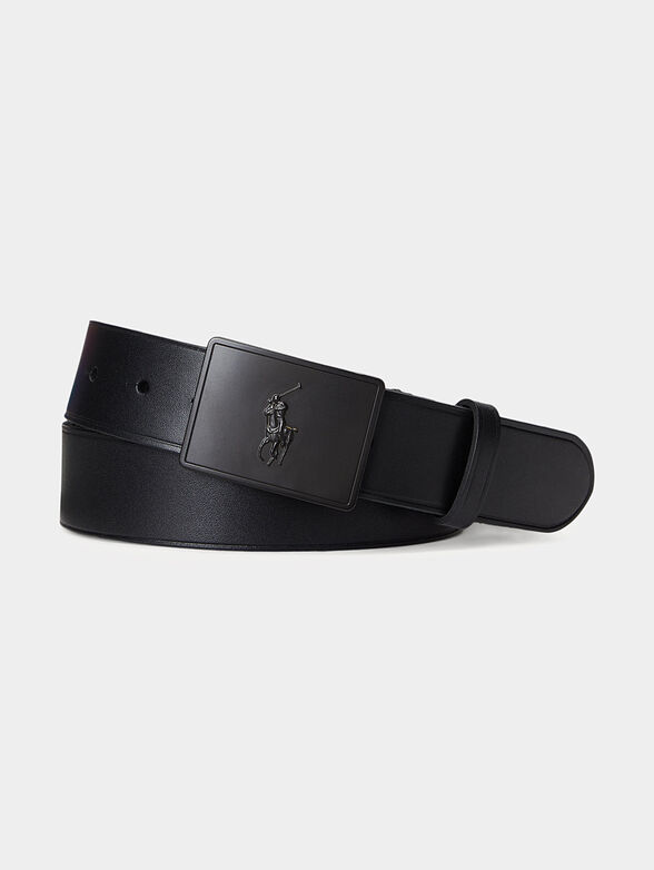 Leather belt with accent buckle - 1