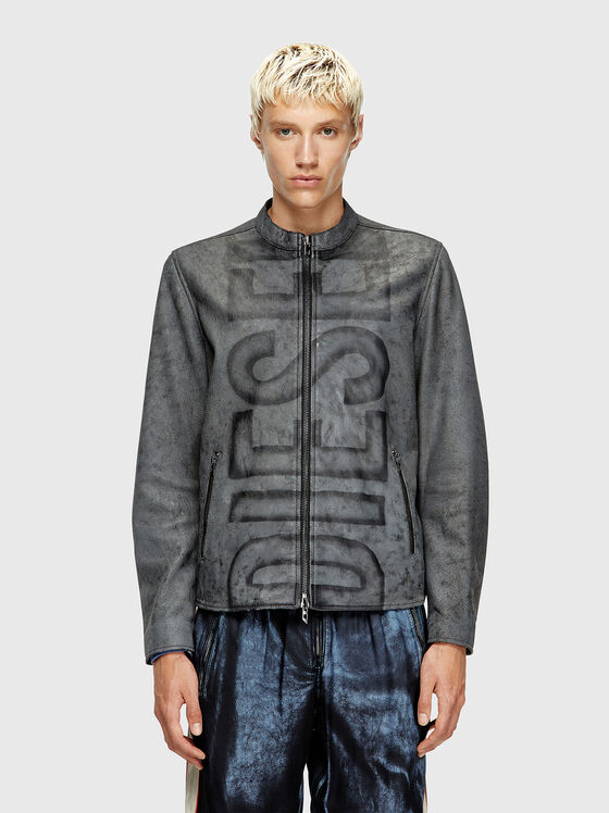 Кожено яке L-EVERT-A с акцентен лого принт - 1