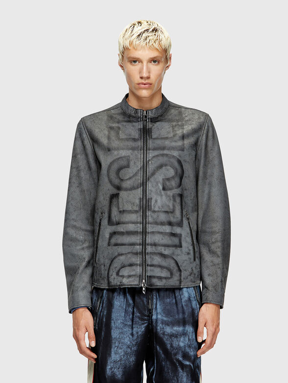 L-EVERT-A leather jacket with accent logo print - 1