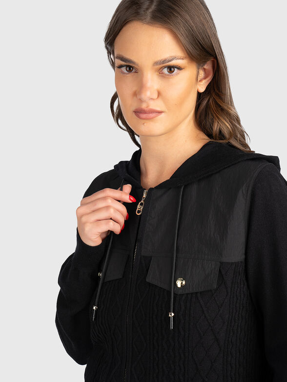 Cardigan with contrasting textures  - 4