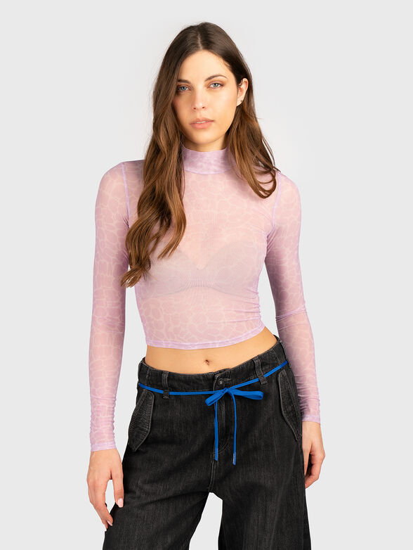 Blouse with long sleeves and sheer effect  - 1