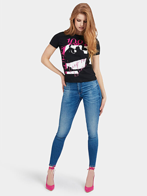 Cotton t-shirt with contrasting print - 2