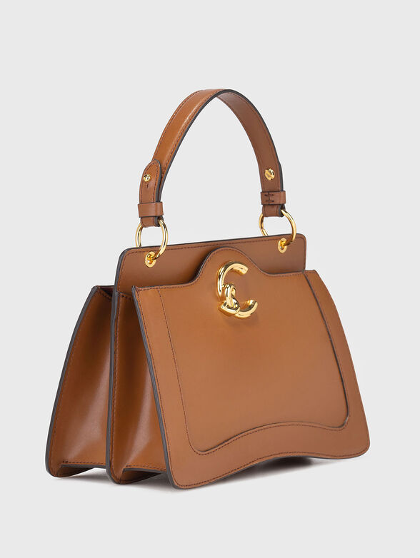 Beige leather bag with long strap - 4
