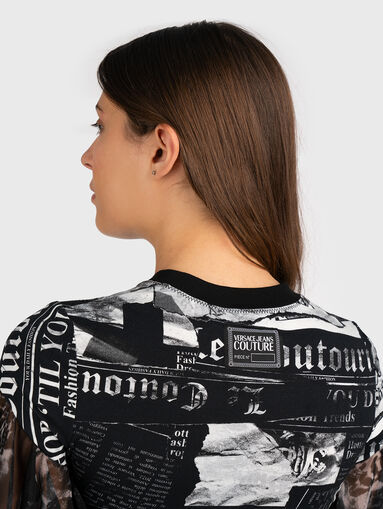 T-shirt with print and accent sleeves - 4