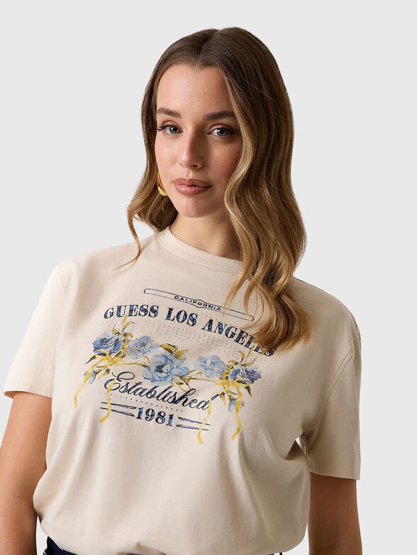 T-shirt with floral print and rhinestones - 4