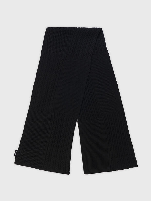 Knitted wool blend scarf in black colour - 2