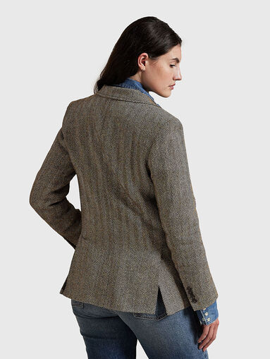 Herringbone pattern linen blend blazer - 3