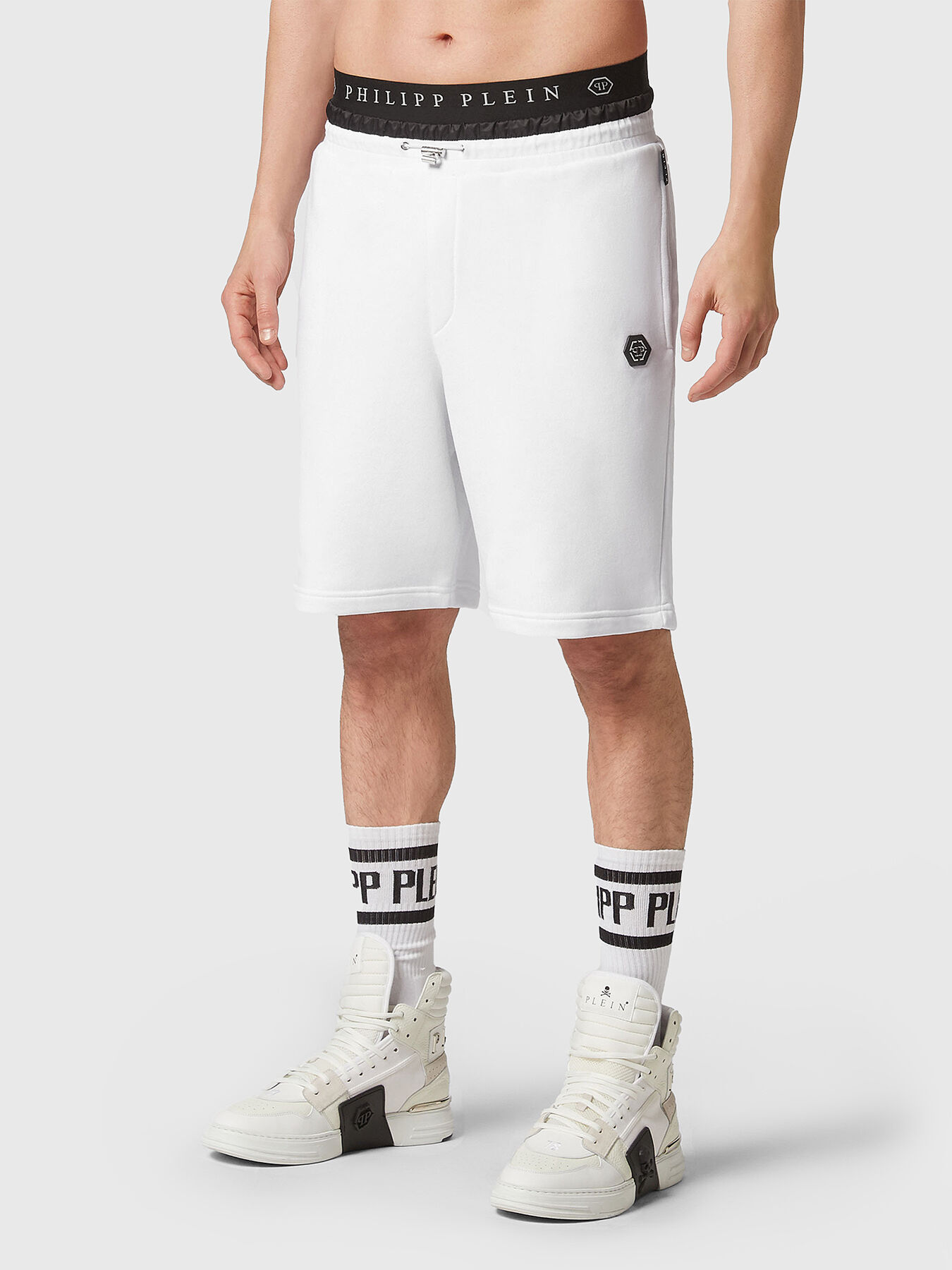 Cotton blend shorts in black brand PHILIPP PLEIN Globalbrandsstore en