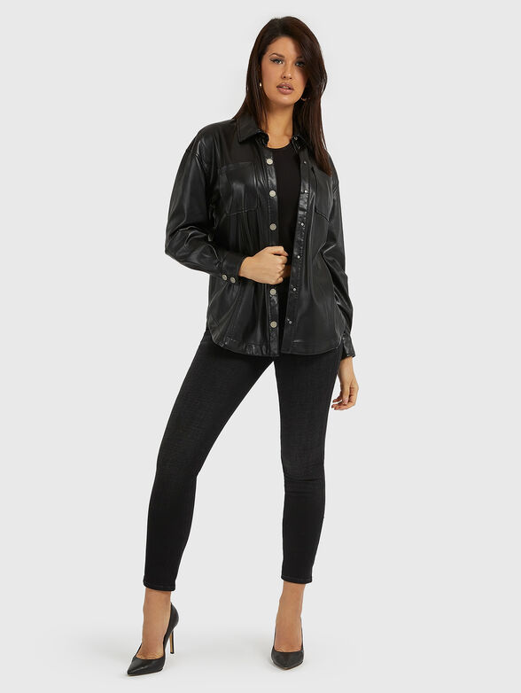 CAROLA black shirt from eco leather - 2
