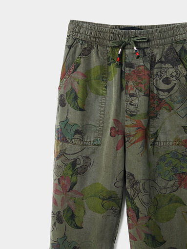 Pants in green color with Mickey Mouse print - 4