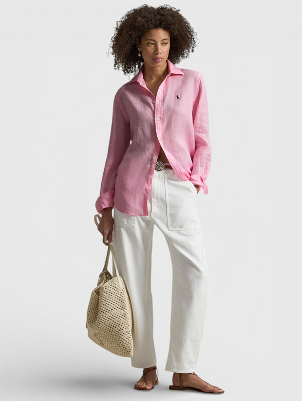 Linen shirt with embroidered logo - 2