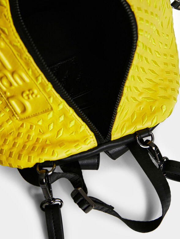 Backpack in bright yellow color with logo patch - 6