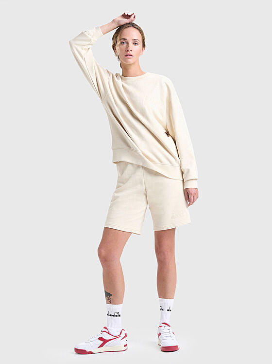 Суитшърт с лого надпис в цвят екрю - 2