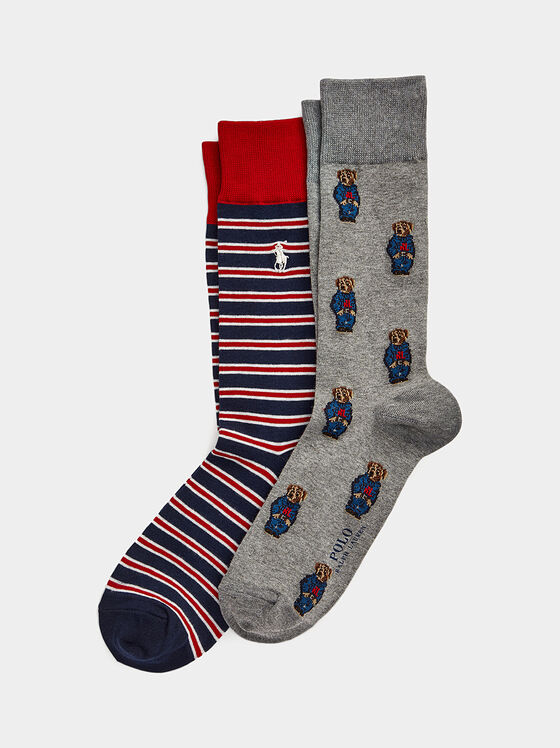Комплект от два чифта чорапи с многоцветен принт - 1