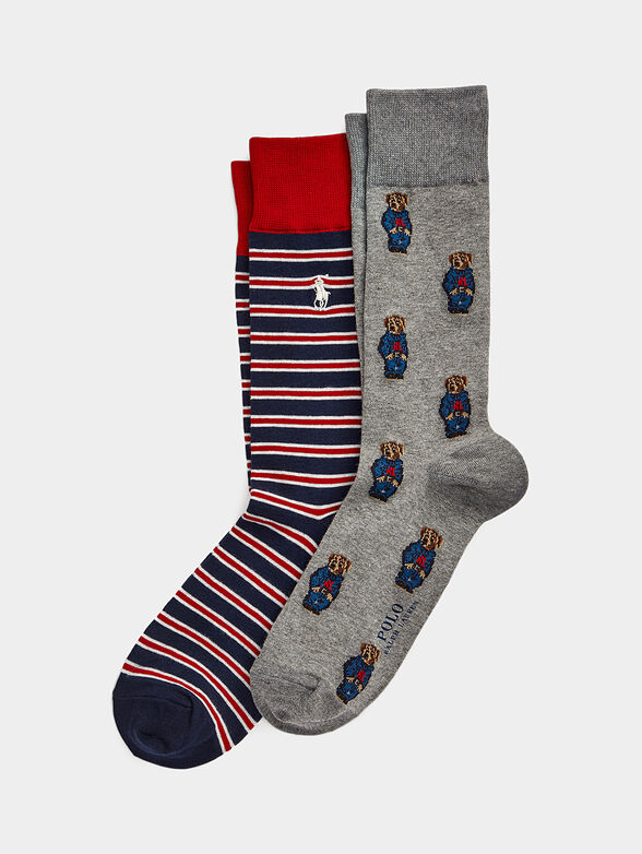 Set of two pairs of socks with multicoloured pattern - 1