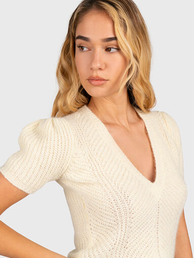 Knitted sweater with wool and V-neck - 5
