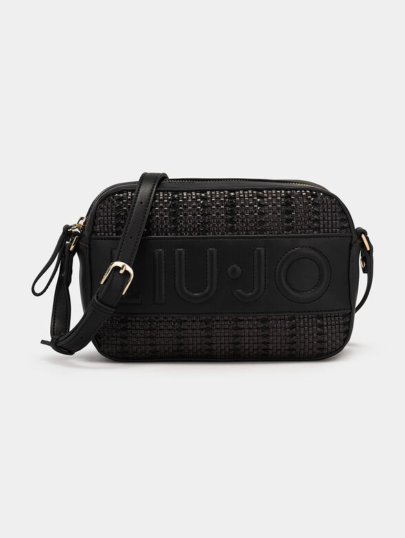 Black crossbody bag with intertwined texture - 1