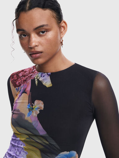 Tulle blouse with floral details - 5