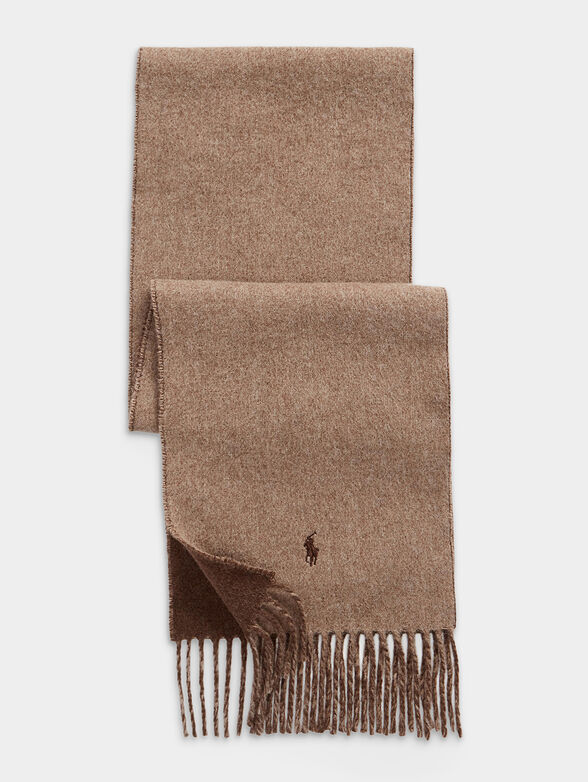 Brown wool-blend reversible scarf - 1