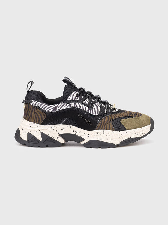 Sports shoes with animal print and suede details - 1