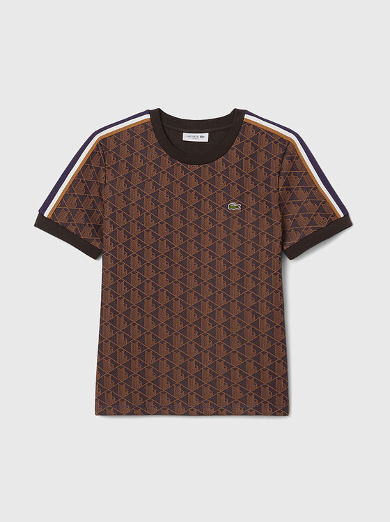 T-shirt with monogram print and oval neckline - 1