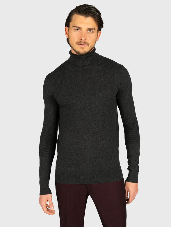Turtle neck sweater in grey color - 1