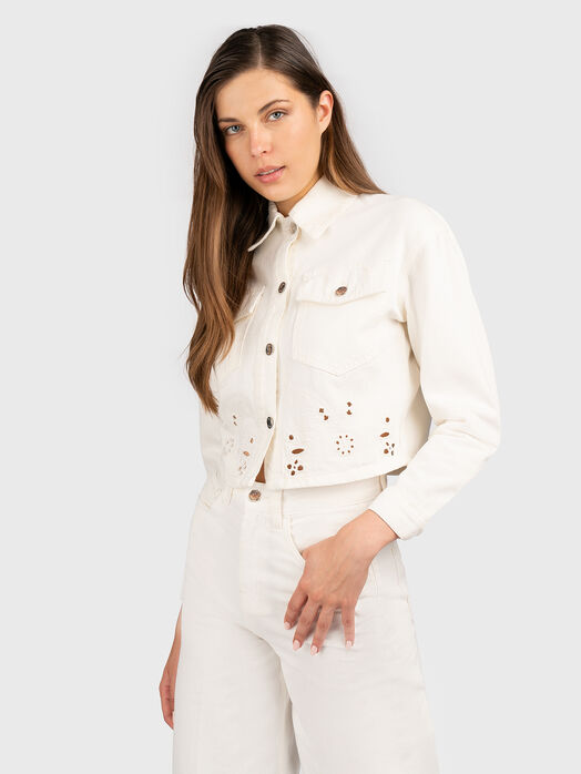 White denim jacket with embroidery