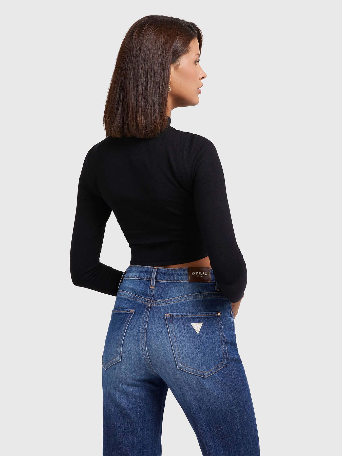 Cropped blouse with rhinestones brand GUESS Globalbrandsstore en