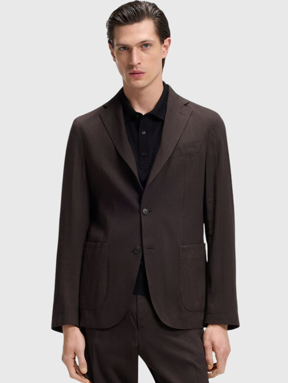 Single-breasted jacket made of a linen blend - 1