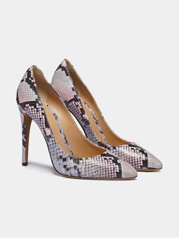 Leather decollete shoes with python print - 5