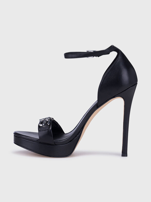 JORDYN black sandals with metal logo lettering - 4