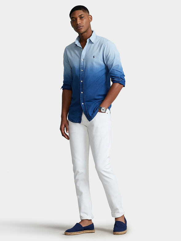 Cotton shirt with ombre effect - 2