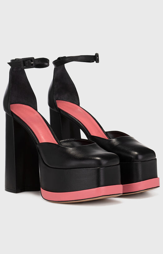 Обувки на ток с розови акценти - 2