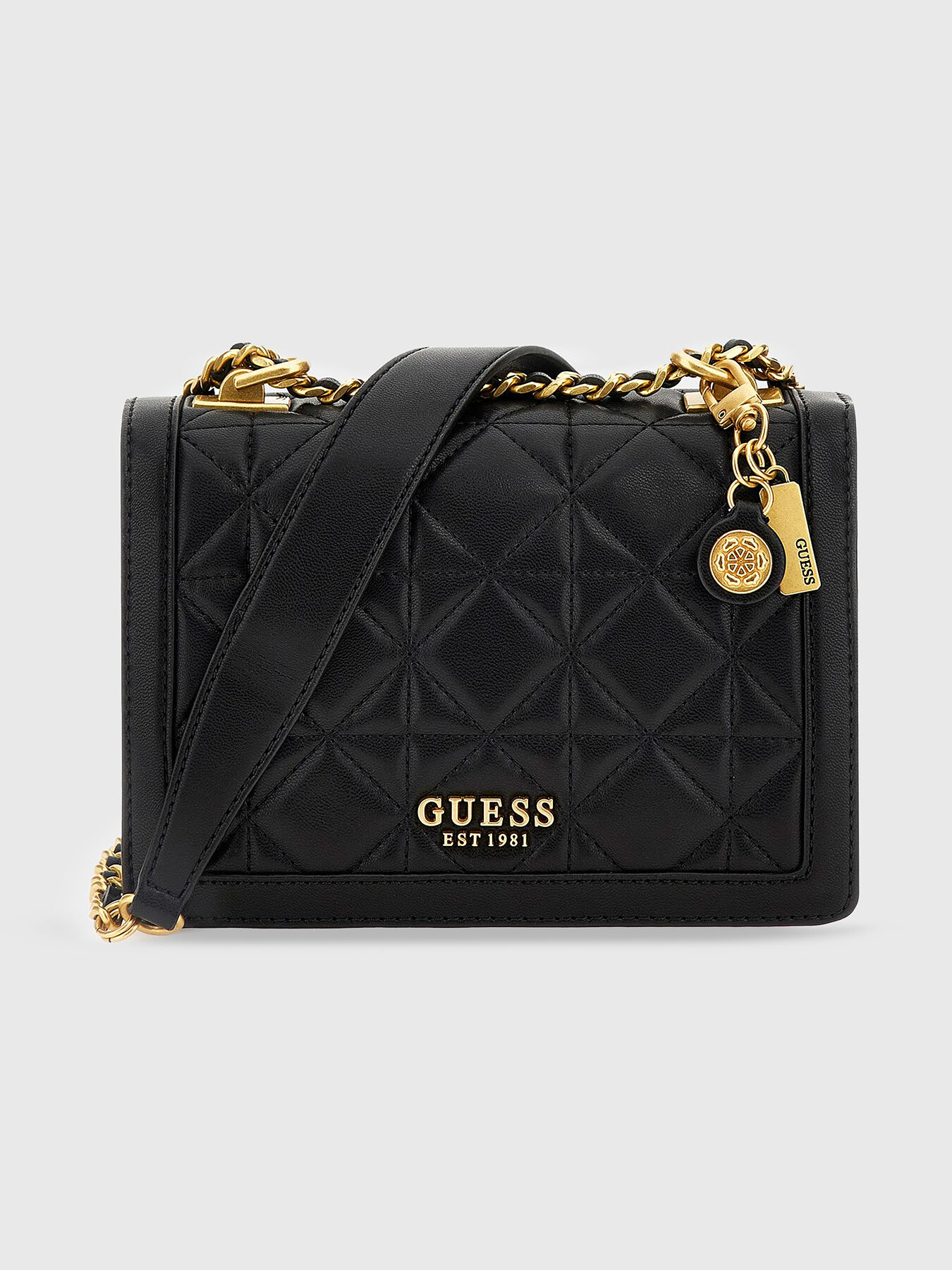 ショルダーバッグ・ポシェット Guess ADI Quilted l G Logo Baguette Bag HO1A3A01 GUESS Adi Flap Shoulder Bag, Black: Handbags: Amazon.com