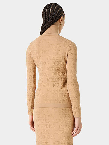 Turtleneck sweater with embossed logo texture - 3