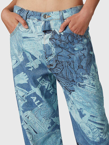 Jeans with wide legs and art print - 4