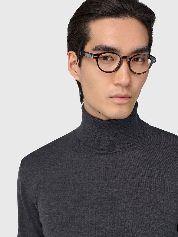 Wool polo shirt in gray  - 4